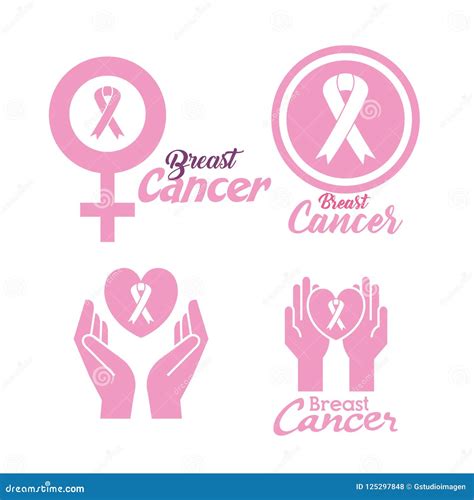 Breast Cancer Set Icons Stock Vector Illustration Of Human