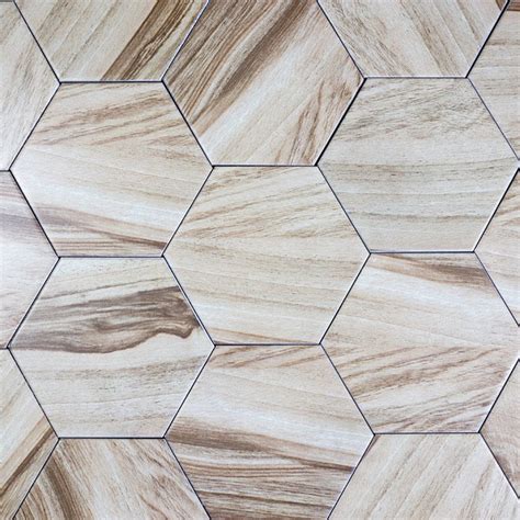 Abolos Artisan Wood Hexagon 8 X 8 Ceramic Wood Look Tile In Tan 7