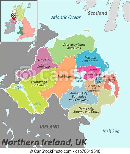 Irlanda Mappa Distretti Settentrionale Chiamato Vettore Mappa