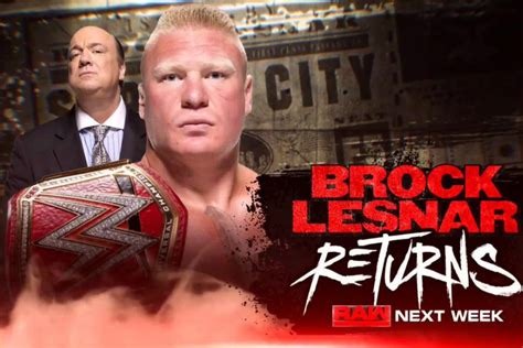 Brock Lesnar To Return On Next Weeks Wwe Raw Mykhel