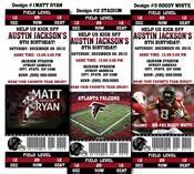 Nfl Atlanta Falcons Football Birthday Party Ticket Invitations Football Birthday Atlanta