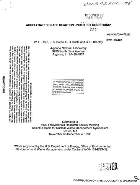 Pdf Accelerated Glass Reaction Under Pct Conditions
