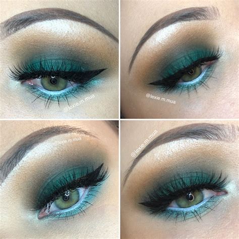 Teal Eyeshadow Look Using The Morphe X Jaclyn Hill Palettes Eyebrows Abh Dipbrow In Dark