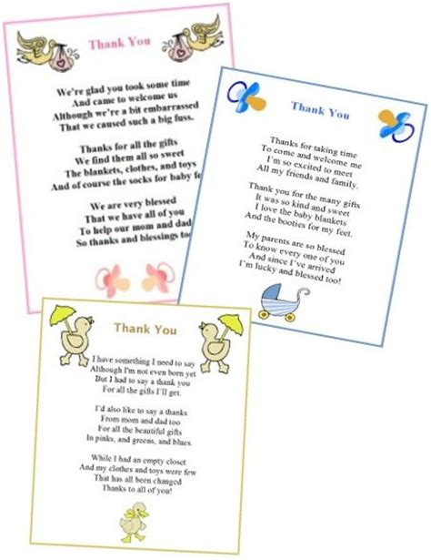 Hope the new babies bring as much pleasure, as your kindness that we treasure. Free Printable Baby Shower Thank You Poems. From baby boy ...