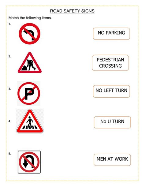 Safety Signs Online Worksheet For K Grade You Can Do The Exercises Online Or Download Th