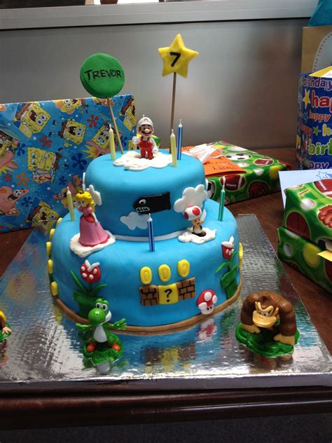 This is a personalized super mario bros cake topper centerpiece everything is hand made and painted this topper will include the name of the birthday boy this is a wonderful. Super Mario Birthday Cake | Party Ideas | Pinterest