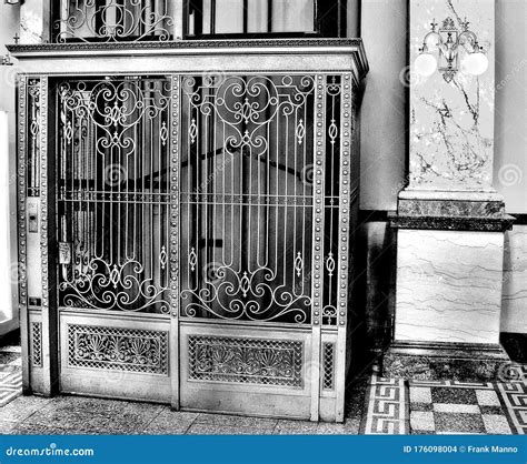 Ornate Antique Vintage Lift Elevator from the Early 1900s Stock Photo
