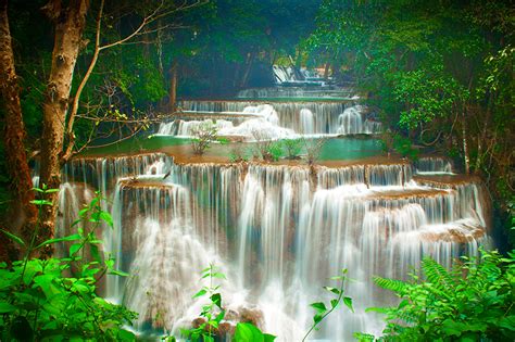 Fonds Decran Thaïlande Tropique Chute Deau Huay Maekamin Waterfall