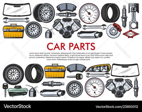 Tools And Car Spare Parts Royalty Free Vector Image