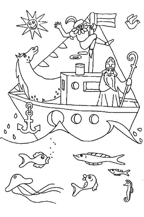 Mewarnai oyeye Kleurplaat Kinderen Aan Stoomboot Van Sinterklaas