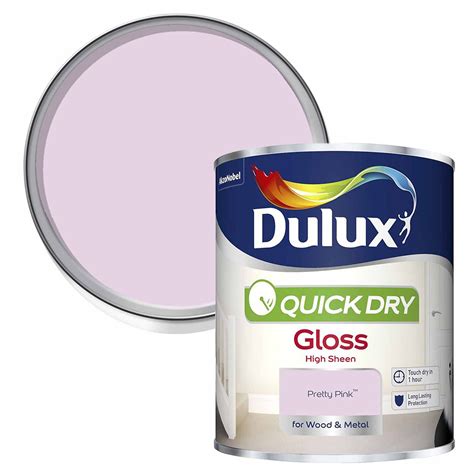 Dulux Quick Drying Pretty Pink Gloss Paint 750ml Wilko