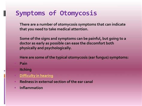 Ppt Otomycosis Causes Symptoms Daignosis Prevention And Treatment