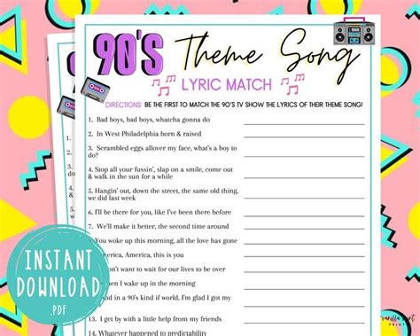 1990 S Trivia 90s TV Theme Song Trivia Back To The 90s Etsy Funny
