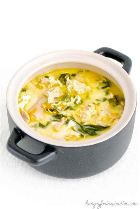 Add chicken stock, tomato, garlic and ginger to a pot. Creamy Chicken Egg Drop Soup With Spinach (Healthy Keto ...