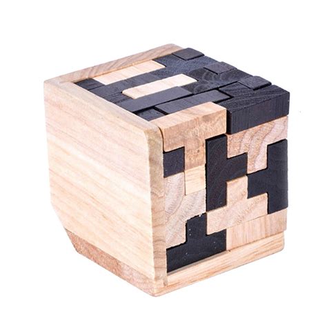 Interlocking Wooden Cube Puzzle Creative 3d Wooden Cube Puzzle Etsy