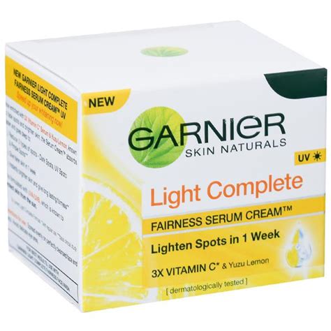 People have started to have dark spots by the age of 25 years old. Buy Garnier Light Complete UV Fairness Serum Cream 23 gm ...