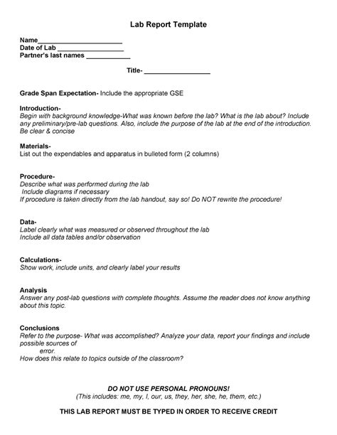 Grade 6 Lab Report Template 6 Templates Example Templates Example