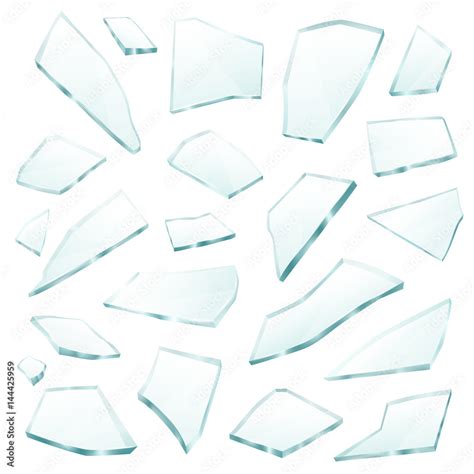 Broken Glass Fragments Shards Realistic Set Stock Vector Adobe Stock