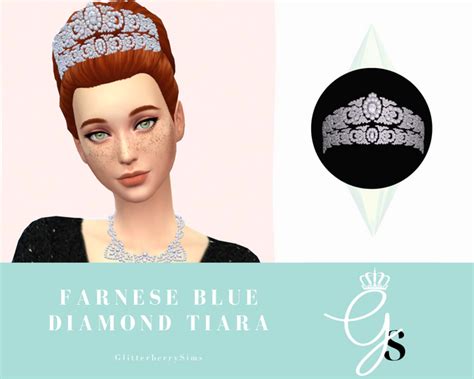 Farnese Blue Diamond Tiara Glitterberry Sims Sims Blue Diamond Sims 4