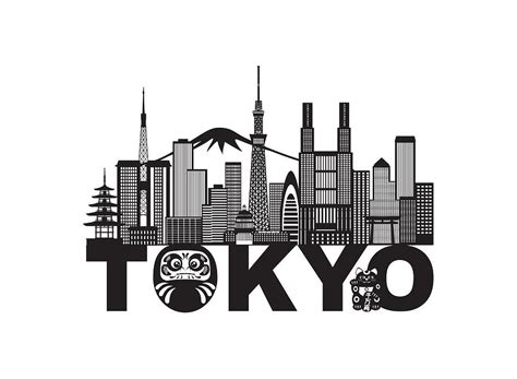Tokyo City Skyline Text Black And White Illustration Photograph By Jit Lim