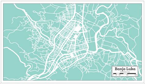 Banja Luka Bosnia And Herzegovina City Map In Retro Style Outline Map