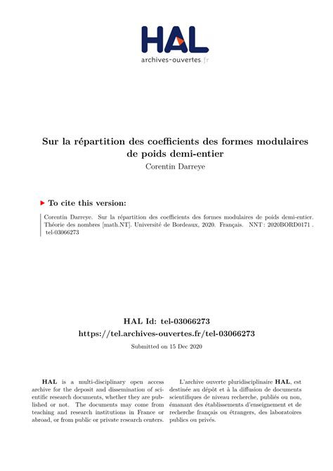 Sur La Répartition Des Coefficients Des Formes Modulaires De Poids Demi