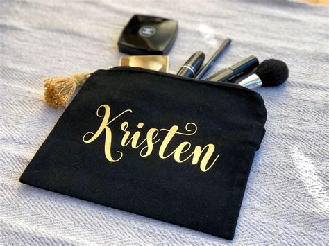 black cotton custom makeup bag personalized cosmetic bag etsy in 2021 personalized cosmetic
