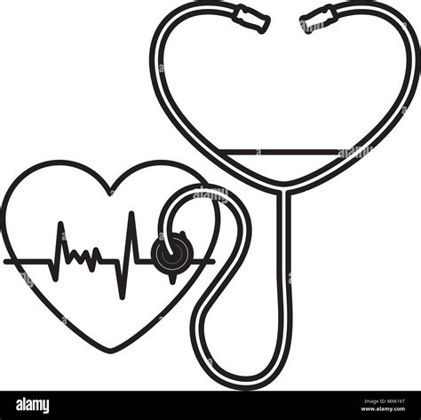 El Corazón Con Un Estetoscopio De Cardiología Diseño Ilustración