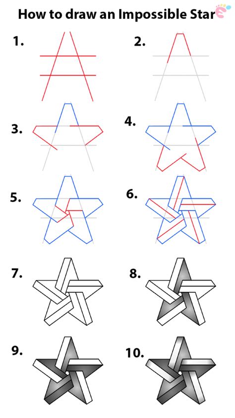 Learn How To Draw A 3d Impossible Star Easy To Draw Everything