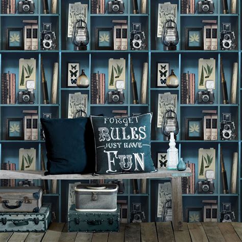 Papier peint magnétique leroy merlin. Papier peint intissé Cabinet de curiosite bleu | Leroy Merlin