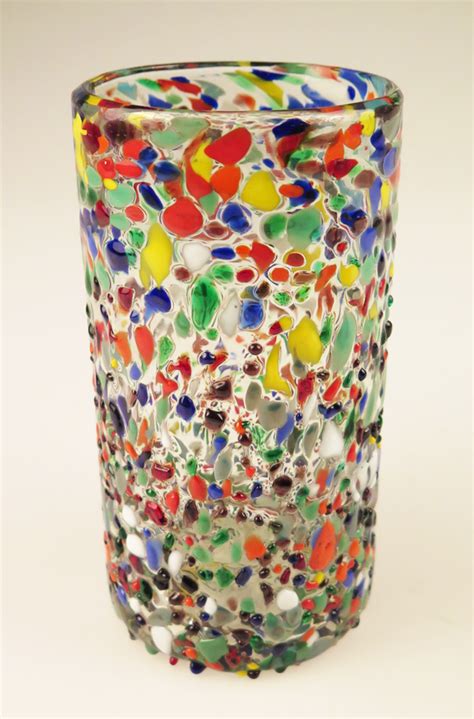 Mexican Glass Pebble Confetti 18oz Tumbler Made In Mexico