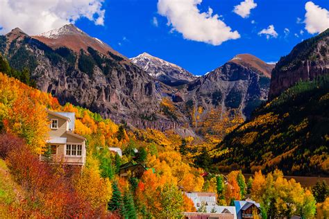 View Of Telluride In Autumn Climbing 13114 Foot 3997 Meter Imogene