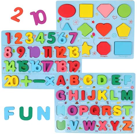 Buy Alyasameen 3 In 1 Wooden Abc Letters Alphabet Numbers Geometric