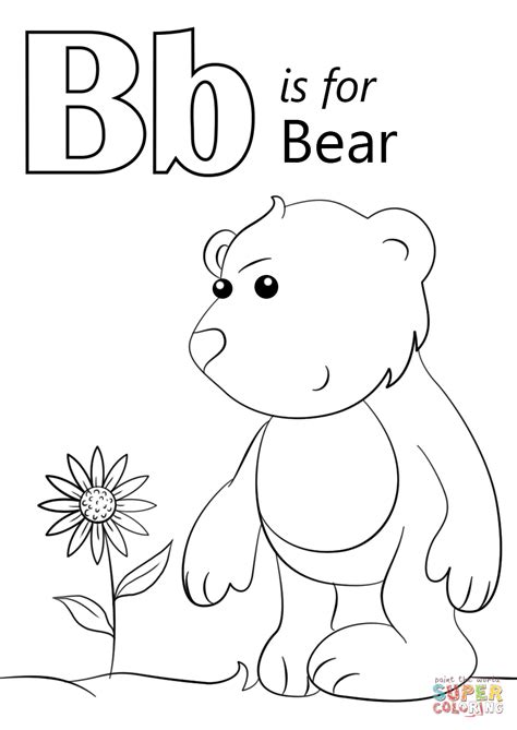 Letter B is for Bear coloring page | Free Printable Coloring Pages