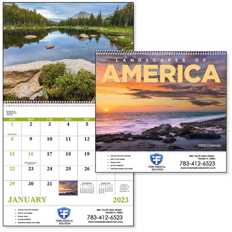 Promotional Landscapes Of America English Spiral Wall Calendars