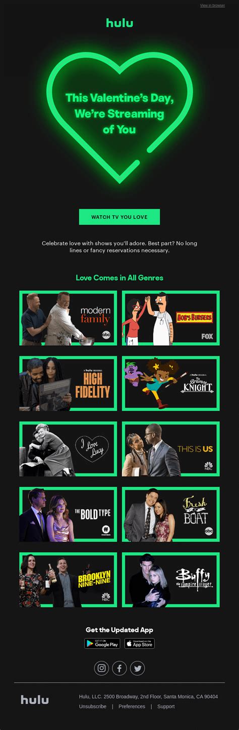 Spend Valentines Day With Our Favorite Couples From Hulu Desktop Email View Really Good Emails