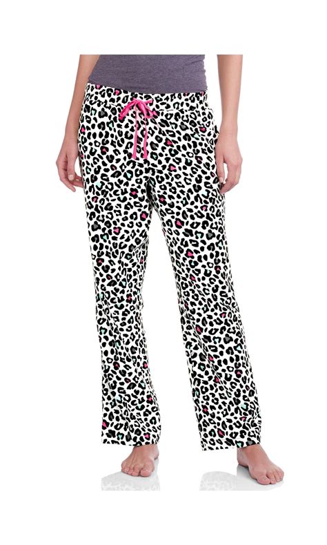 Briefly Stated Secret Treasures Ladies Micro Fleece Leopard Print Pajama Pant White Size L