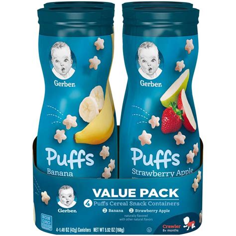 Gerber Puffs Baby Snacks Banana And Apple Strawberry Variety Pack 148
