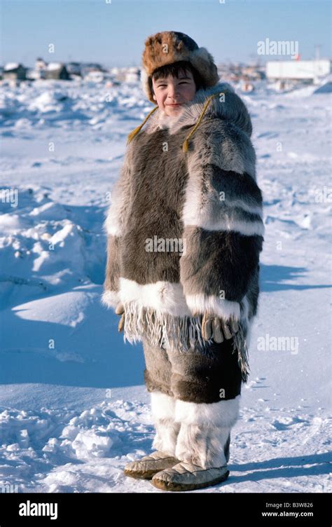 Inuit Mother Carrying Child In Amauti Original Native Canadian