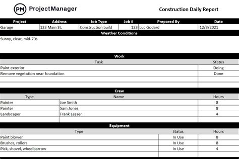 Daily Work Log Excel Template