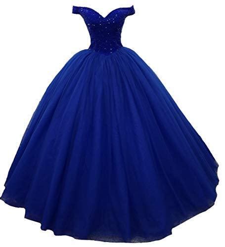 Plus Size Off The Shoulder Beaded Ball Gown Prom Evening Dress Royal