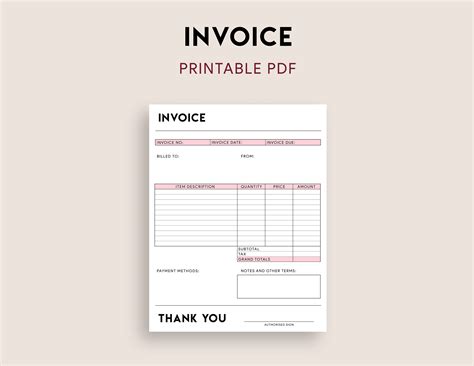 2021 Small Business Invoice Form Modern Minimalistic Invoice Etsy