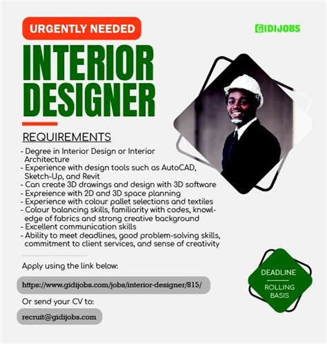 Interior Designer Urgently Hiring Jobsvacancies Nigeria