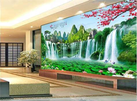 3d Wallpaper Custom Mural Photo Waterfall Chinese Style