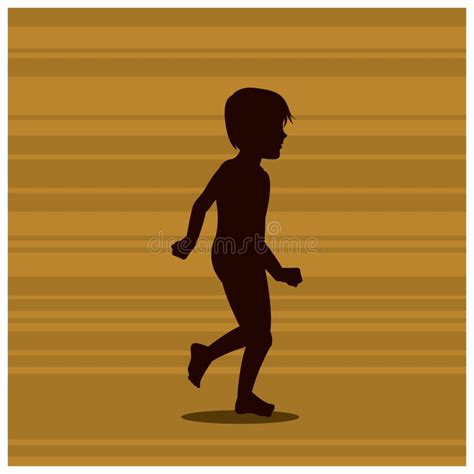 Silhouette Of Boy Walking Vector Illustration Decorative Design Stock