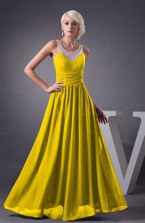 Yellow Chiffon Bridesmaid Dress Country Chic Summer Simple Plus Size