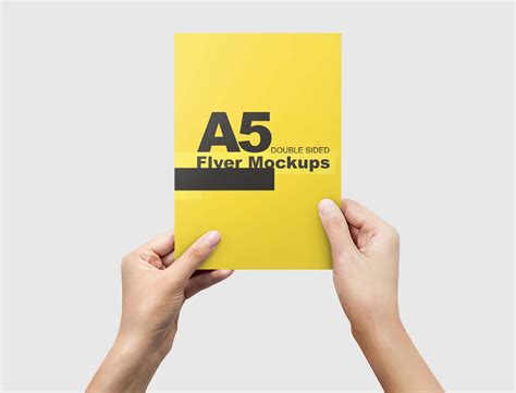 Smart objects in these psd files will help you insert your flyer design perfectly; Free Double Sided A5 Flyer Mockups (PSD)