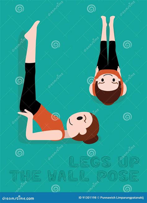 Yoga Legs Up The Wall Pose Cartoon Vector Illustration Stock Vector