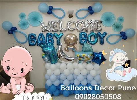 Welcome Baby Boy Balloons Decoration In 2020 Baby Boy Balloons Its A