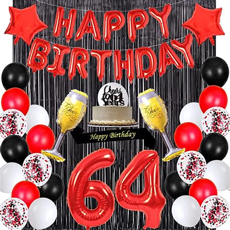 Buy Santonila Red 64th Birthday Decorations Happy Birthday Banner Sash Cheers To 64 Years Cake